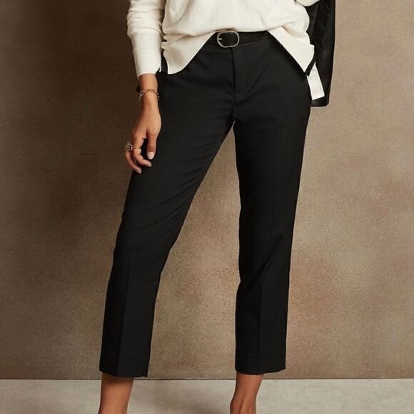 Sold not available!!! BANANA REPUBLIC Avery Straight Pant, Black, Size 8 Tall - Picture 1 of 13